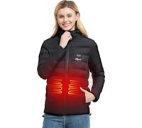 Telguua Giacca riscaldata con cappuccio da donna con batteria da 7,4 V 14400 mAh inclusa, gilet riscaldato leggero, gilet invernale e impermeabile antivento per equitazione bicicletta e moto, Nero , M