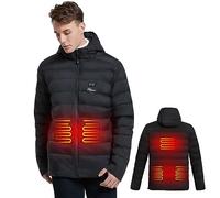 Telguua Giacca Riscaldato con Cappuccio,3 Regolatore di Temperatura 5 Zone di Riscaldamento Giacca Riscaldata 14400 mAh batteria Gilet Riscaldato Uomo