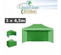 Teli/Copertura laterale x gazebo pieghevole impermeabile 3x4,5m Verde Mod. Loop