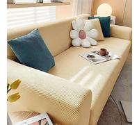 Teli Copridivano Grandi Cotone Tessuto Jacquard più Spesso Foulard Copridivano 2+3 Posti Simple Tinta Unita Antimacchia, Copri Bracciolo Divano Flessibilità con fondo elastico Giallo pallido (2 pezzo)