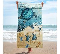 teli mare grandi 80x160 cm 3D Tartaruga Marina, Teli Mare in Microfibra Telo Mare Grande da Assorbente per Adulti e Bambini Asciugamano da Viaggio per Palestra, Yoga, Nuoto, Campeggio