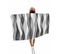 Teli Mare in Microfibra Abstract Ripple Black Grey Waves Asciugamano da Viaggi di Grandi Dimensioni Leggero da Trasportare Telo da Campeggio, per Campeggio, Picnic, Barca A Vela, 80x130cm