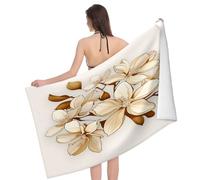 Teli Mare in Microfibra Blooming Flowers Light Yellow Petals Pattern Asciugamano Spiaggia Donne Asciugatura Rapida Telo Sauna, per Barca A Vela, Sauna, Camper, 80x130cm