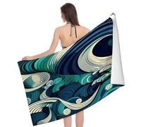 Teli Mare in Microfibra Blue And Green Sea Colorful Pattern Pattern Asciugamano da Bagno Donne Ultra-Assorbente Telo da Palestra, per Surfboard, Camper, Barca A Vela, 80x130cm