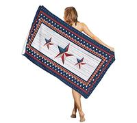 Teli Mare in Microfibra Independence Day Country Flag Pattern Star On Wood Grain Blue Asciugamano da Bagno Leggero da Trasportare Donne Telo Sauna, per Nuoto, Home, Surfboard, 80x130cm