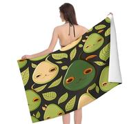 Teli Mare in Microfibra Leaves Cat in The Shape of Pear Print Pattern Asciugamano Palestra Uomini Adulti Telo da Viaggio, per Barca A Vela, Mare, Sport, 80x130cm