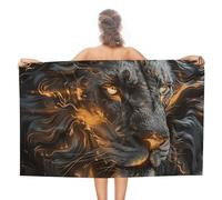 Teli Mare in Microfibra Lion with Fire Coperta Sportiva Uomini Senza Sabbia Telo da Viaggio, per Mare, Barca A Vela, Sport, 80x130cm