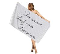 Teli Mare in Microfibra Live Every Moment Laugh Every Day Love Beyond Words Grey Coperta da Viaggio Asciugatura Rapida Senza Sabbia Telo da Palestra, per Barca A Vela, Picnic, Sauna, 80x130cm