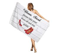 Teli Mare in Microfibra Red High Heels Wood Grain Background Asciugamano da Bagno Super Morbido Asciugatura Rapida Teli Viaggio, per Surfboard, Campeggio, Camper, 80x130cm