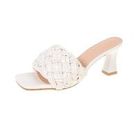 Teli Sandali Personalizzati primaverila da Donna New Square Head High TEL Slimpo di Scarpe da Donna comode, 7.5 Regno Unito