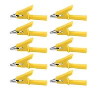 Telituny 10pcs coccodile clip test morsetto 10 mm apertura 10a con kit set di accessori 4 mm (Giallo)