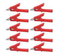 Telituny 10pcs coccodile clip test morsetto 10 mm apertura 10a con kit set di accessori 4 mm (Rosso)