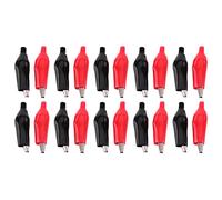 Telituny 20 pz 28MM Morsetto a Coccodrillo in Metallo Morsetto Elettrico per Test Sonda Meter Nero e Rosso
