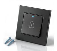 Telituny Campanello per Campanello per Porta Pannello in Vetro temperato Campanello per Campanello per Porta a Muro Interruttore a Pulsante 220~250 V Dispositivi per la casa dell'hotel