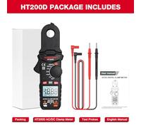 Telituny HABOTEST HT200D Pinza amperometrica digitale 2000 conteggi Vero RMS NCV 600V Tensione 200A Corrente CC/CA Multimetro digitale Pinza amperometrica Il misuratore di