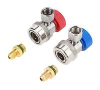 Telituny Set di Accoppiatori Rapidi R134A AC, Adattatori di Connessione Rapida con Ottone Laterale Alto e Basso con Tappi di Protezione per i Sistemi di Condizionamento Dell'aria