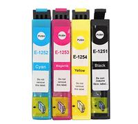 Telituny Set di cartucce d'inchiostro per stampante a 4 colori Chip stabile perdita Stampa fluente Sostituzione per Stylus NX125 NX127 NX130 NX230 NX420 NX530 NX625 Workforce 320 323 325