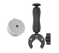 Telituny Supporto per morsetto palo per mini dispositivo satellitare Staffa angolare regolabile universale con adattatore su scale per, pali per yacht (Supporto e adattatore argento)