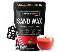 TellementHappy | Cera per Candele in Sabbia 1kg 20 Stoppini Profumo Rosa Sand Wax Ecologica e Riutilizzabile | Facile Creazione | Granelli di Cera Vegetale | Perfetto per DIY Candele Artigianali