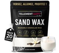 TellementHappy | Cera per Candele in Sabbia 1kg 20 Stoppini Profumo vaniglia Sand Wax Ecologica e Riutilizzabile | Facile Creazione | Granelli di Cera Vegetale | Perfetto per DIY Candele Artigianali