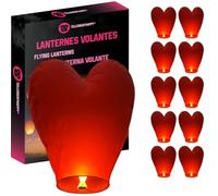 TellementHappyTM lanterna cinese volante Cuore in carta 100% biodegradabile, qualità superiore, dimensioni: 90 x 60 cm. Ideale per eventi, matrimoni, feste, Capodanno 10 Pezzi