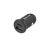Tellur Caricabatterie per auto, PD-Power Delivery Max 60W su 24V, Max.30W su 12V, QC 30W, USB SuperCharge di Huawei, Tipo-C, Compatibile con Iphone 11/12 Fast Charge, Alluminio, Nero