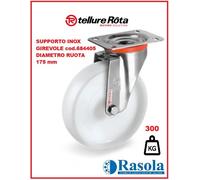 TELLURE ROTA cod.684405 RUOTA SUPPORTO INOX 175mm GIREVOLE AMBIENTI ALIMENTARI