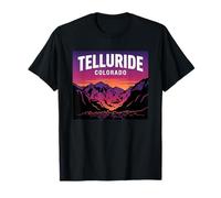 Telluride Colorado Retro Montagna Tramonto Maglietta