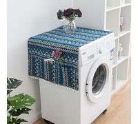 Telo Antipolvere Lavatrice - Coprilavatrice con Tasche Laterali - Boemia Materiale in Cotone e Lino - per Frigorifero Asciugatrice(Blu,70x170cm)