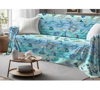 Telo Arredatutto Multiuso Copriletto In 100% Cotone Fantasia Mare