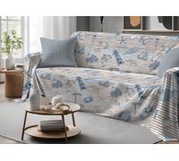 Telo Arredatutto Multiuso Copriletto In 100% Cotone Fantasia Mare