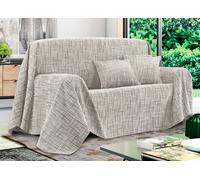 BIANCHERIAWEB Telo Arredo Copridivano Multiuso Copritutto Misto Cotone Modello Multirighe 180x260 Lino