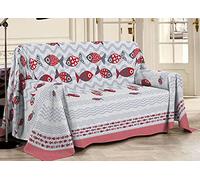 Telo Arredo Copritutto 100% Cotone Pensieri Delicati Fantasia Pesciolino Matrimoniale Rosso