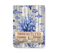 TELO ARREDO copritutto GRAN FOULARD COPRILETTO copridivano PESCI mare marino BLU
