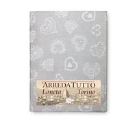 TELO Arredo COPRITUTTO Gran Foulard COPRILETTO Copridivano TESSUTO CUORE Bianco - 2 PIAZZE