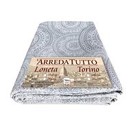 Telo ARREDO copritutto Gran Foulard COPRILETTO copridivano Tessuto LONETA (Cerchi Grigio, 1 Piazza)