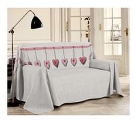 TELO ARREDO COPRITUTTO SINGOLO MATRIMONIALE SHABBY CUORI BEIGE