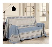 TELO ARREDO COPRITUTTO SINGOLO MATRIMONIALE SHABBY MAGLIA BLU