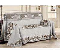 Telo Arredo in 100% Cotone Linea Pensieri Delicati Disegno Gnomi Beige Matrimoniale Beige
