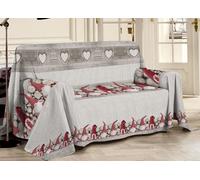 Telo Arredo Linea Pensieri Delicati In 100% Cotone Disegno Gnomi Colore Rosso