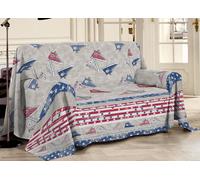 Telo Arredo Linea Pensieri Delicati In Cotone Disegno 80's Style Blu