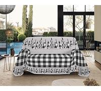 Telo Arredo Made in Italy in Cotone Grandfoulard Copritutto Copridivano Copriletto-Teli Sofà Arredatutto-Drappeggio-Arazzo-Copridivano Grand Foulard Letto - Matrimoniale - Canada Bianco