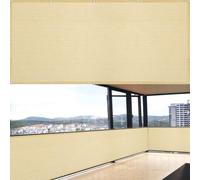 Telo Balcone Ringhiera 100 x 115 cm Resistente Allo Strappo Solare e Traspirabilità Rete Ombreggiante per Balcone Facile da Montare per Giardino Terrazza, Giallo sabbia