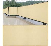 Telo Balcone Ringhiera 145 x 350 cm Protezione Privacy, Anti-Uv, Resistente Al Vento Telo Frangivento per Balconi con Occhielli e Fascetta per Balcone Giardino Terrazza, Giallo sabbia