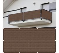 Telo Balcone Ringhiera 150 x 500 cm Protezione Privacy, Anti-Uv, Resistente Al Vento Frangivisto Balcone Impermeabile Facile da Montare per Giardino Terrazza, Marrone