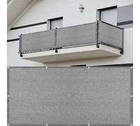 Telo Balcone Ringhiera 80 x 130 cm Protezione Privacy, Anti-Uv, Resistente Al Vento Frangivisto Balcone Impermeabile Facile da Montare per Giardino Terrazza, Grigio