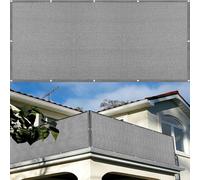 Telo Balcone Ringhiera 80 x 130 cm Protezione Privacy, Anti-Uv, Resistente Al Vento Frangivisto Balcone Impermeabile Facile da Montare per Giardino Terrazza, Grigio