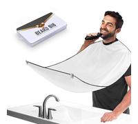 Telo Barba da Specchio, Grembiule da Barba per Raccogli Barba, Impermeabile, Antiaderente, con 2 Ventose, Regalo per Uomini (Bianco)