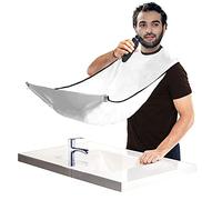 Telo Barba da Specchio per Rasatura, Grembiule da barba, panno da barba di grandi dimensioni, cattura barba e capelli, con 2 ventose in silicone, capelli antiaderenti, regalo maschile(bianco)