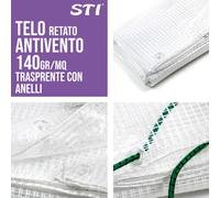 STI Telo Bianco Trasparente occhiellato retinato Antivento antistrappo Anti UV Misura 6x10 mt